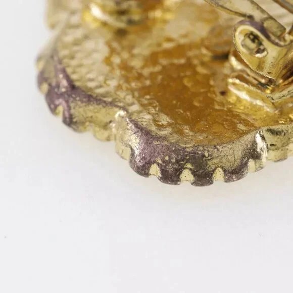 CHANEL Earring vintage Plated Gold flour 17.4g Women